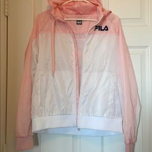 Fila Pink and White Zip-Up Windbreaker
